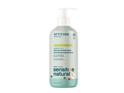 ATTITUDE Sensitive skin baby Dětské tělové mýdlo a šampon s ovsem (2 v 1) 473ml