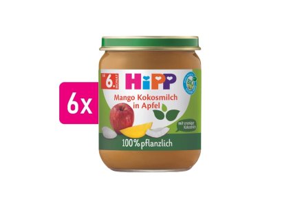 HiPP BIO 100% rostlinné Jablko – Mango – Kokos 6x160g