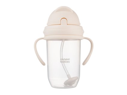 Canpol babies Nevylévací hrneček se slámkou a závažím 270ml Krémový