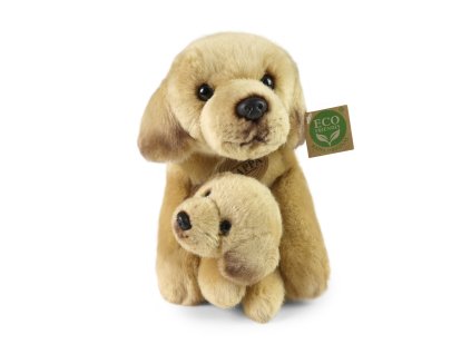 Plyšový pes labrador s mládětem ležící 25 cm ECO-FRIENDLY