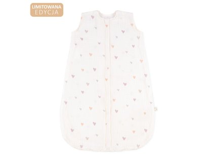 ALBERO MIO Dětský mušelínový spací pytel 62x34cm Srdíčka