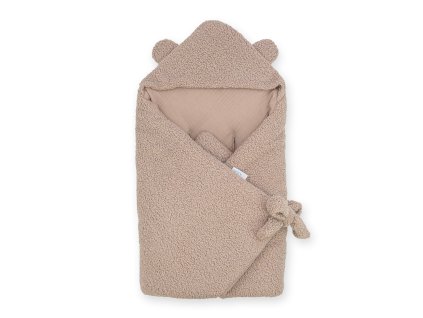 ALBERO MIO Dětská zavinovačka do autosedačky COTTON MUSLIN & BOUCLE karamel