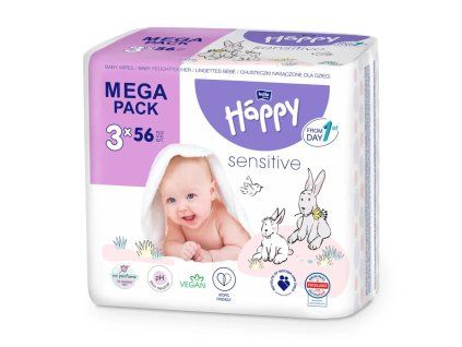 Bella Happy Vlhčené ubrousky Sensitive 3x56ks