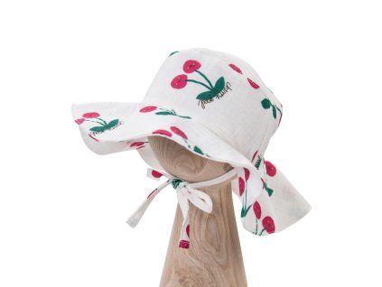 Dětský mušelínový klobouk CHERRY třešinky