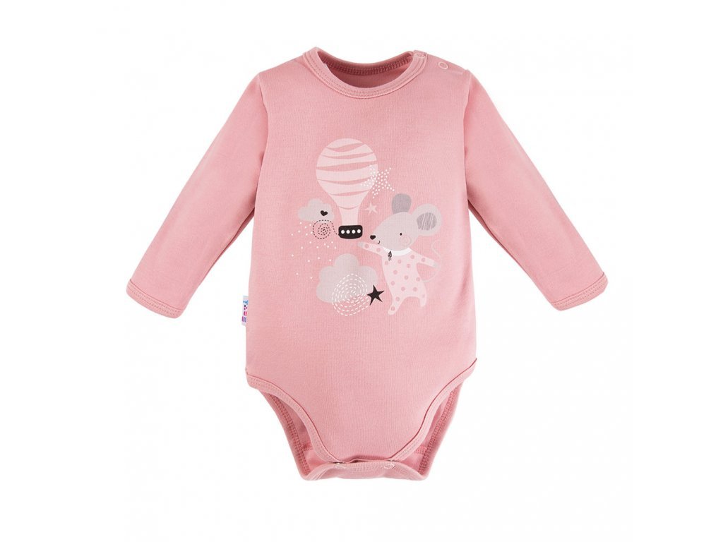 Hosszú ujjú body MELLOW rózsaszín