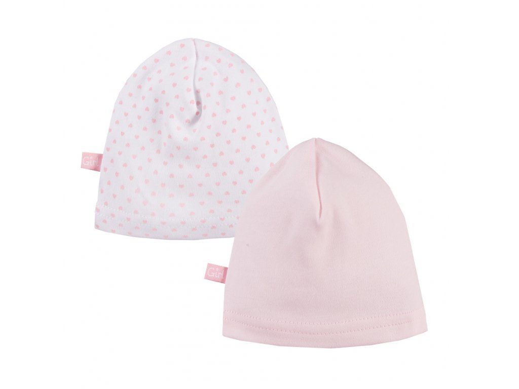 Pamut sapka fehér rózsaszín (2db)
