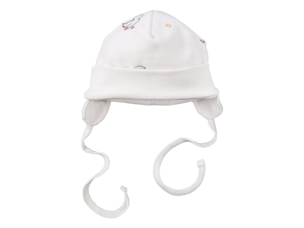 Gyermek bársony sapka LITTLE DUCKS ekrü színben