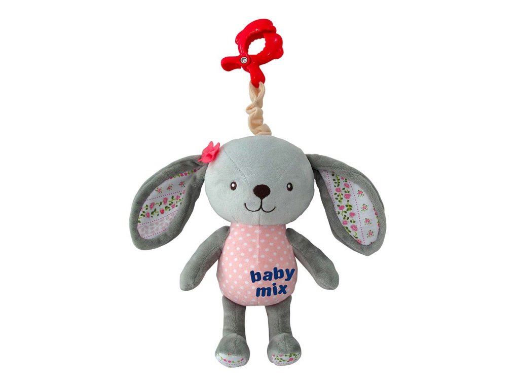 Baby Mix Gyermek plüss játékgéppel és csíptetővel Rabbit