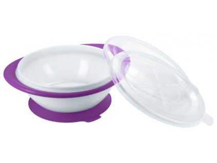 NUK Baby tál 2 fedéllel és tapadókoronggal - lila