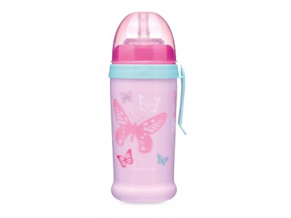 Canpol babák sport palack szilikon szívószállal AUTA 350 ml rózsaszínű