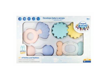 Canpol babák Első csörgőkészlet fogszabályzóval PASTEL 1