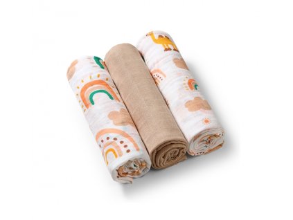 BabyOno Szuper puha muszlin pelenkák 3db Rainbow