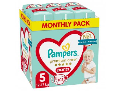 Pampers Premium care 5 nadrág , 102db, 12 17kg (havi csomag)