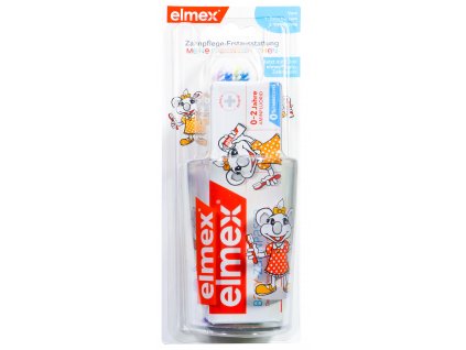 Elmex gyermek készlet fogkrém, 2x fogkefe és csésze