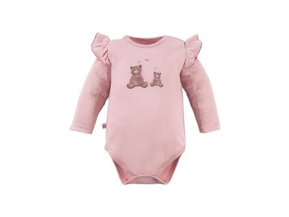 Hosszú ujjú body Hearts&Bears rózsaszínű