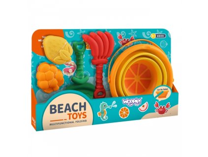 WOOPIE Homokozó készlet összecsukható vödörrel Trópusi gyümölcs (5 db) 2