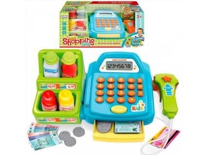 WOOPIE Gyermek pénztárgép polccal és tartozékokkal