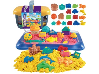 WOOPIE Kinetikus homokkészlet kosárban formákkal