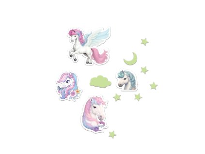 Fali dekoráció világító Egyszarvúak 4