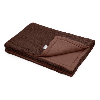 ALBERO MIO Gyermek velúr takaró COTTON MUSLIN & BOUCLE barna
