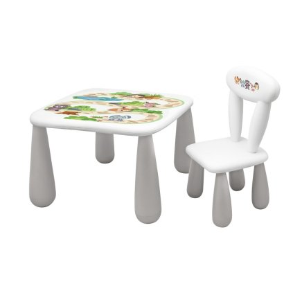 MALTEX LUNA gyerekasztal és szék szett Erdei csapat szürke