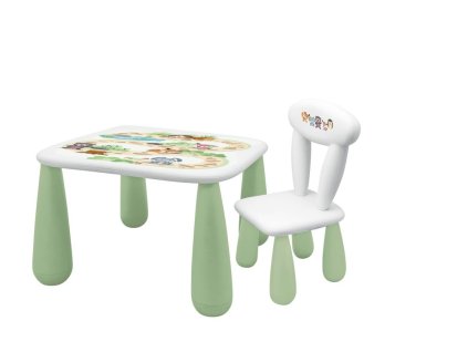 MALTEX LUNA gyerekasztal és szék szett Erdei csapat zöld