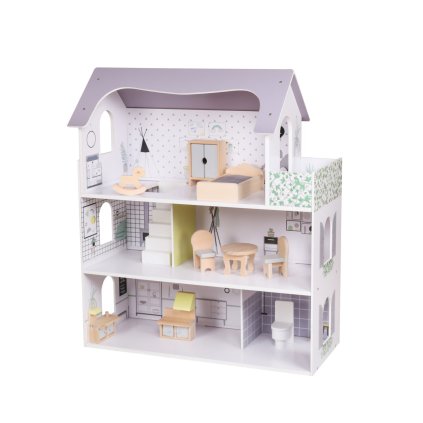 Baby Mix Fa Montessori babaház bútorokkal rózsa