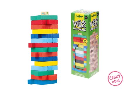Színes fa torony 54 darabos