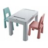 TEGGI Gyermek asztal és szék szett 1+2 szürke rózsaszín türkizkék