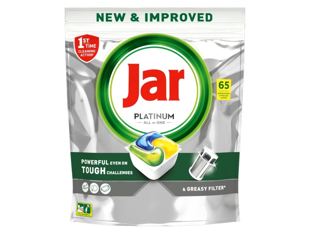 JAR Platinum All in One žlté tablety do umývačky riadu 65ks
