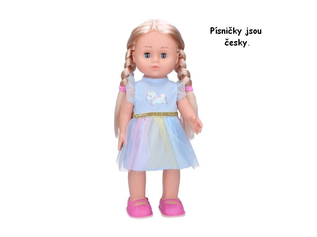 Chodiaca bábika Eliška 41cm modré šaty 5