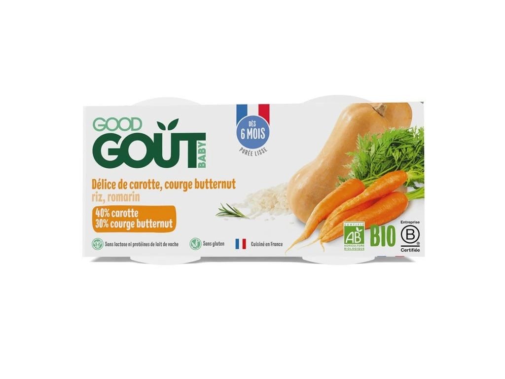 Good Gout BIO Pyré z maslovej tekvice a mrkvy (2x190g)