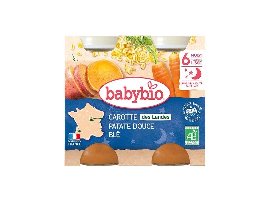 BABYBIO Mrkva, sladké zemiaky a pšenica (2x200g)