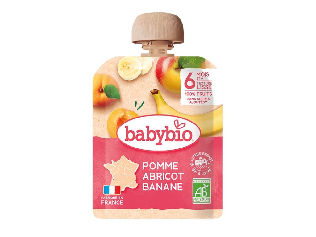BABYBIO Kapsička jablko, marhuľa, banán 90g