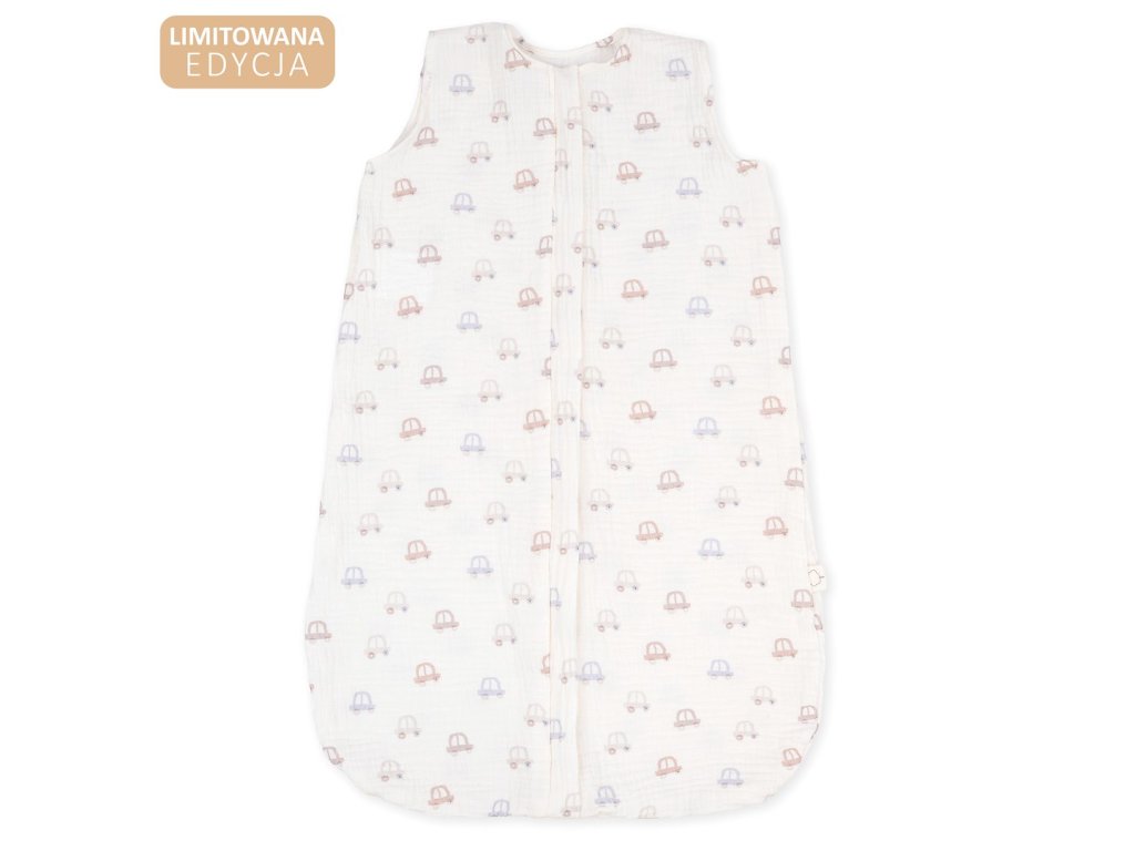 ALBERO MIO Detský mušelínový spací vak 62x34cm Autíčka