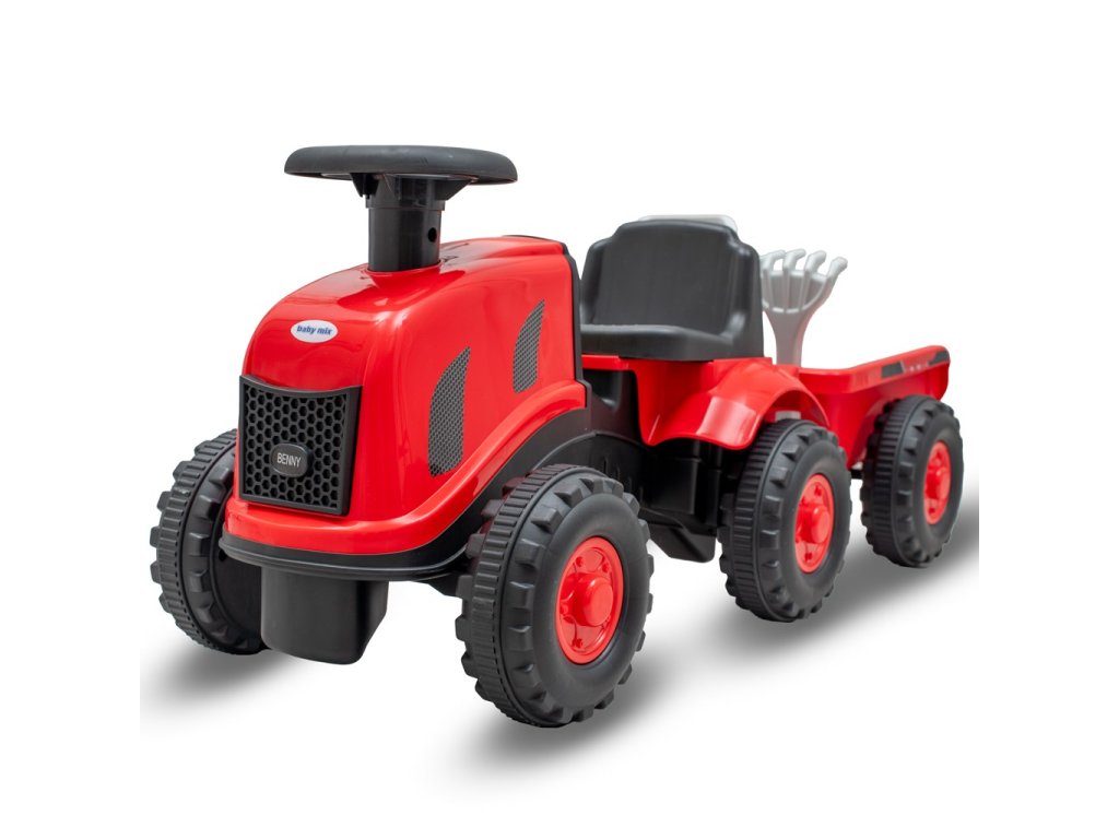 Baby Mix Detské odrážadlo Traktor s vlečkou Benny červený