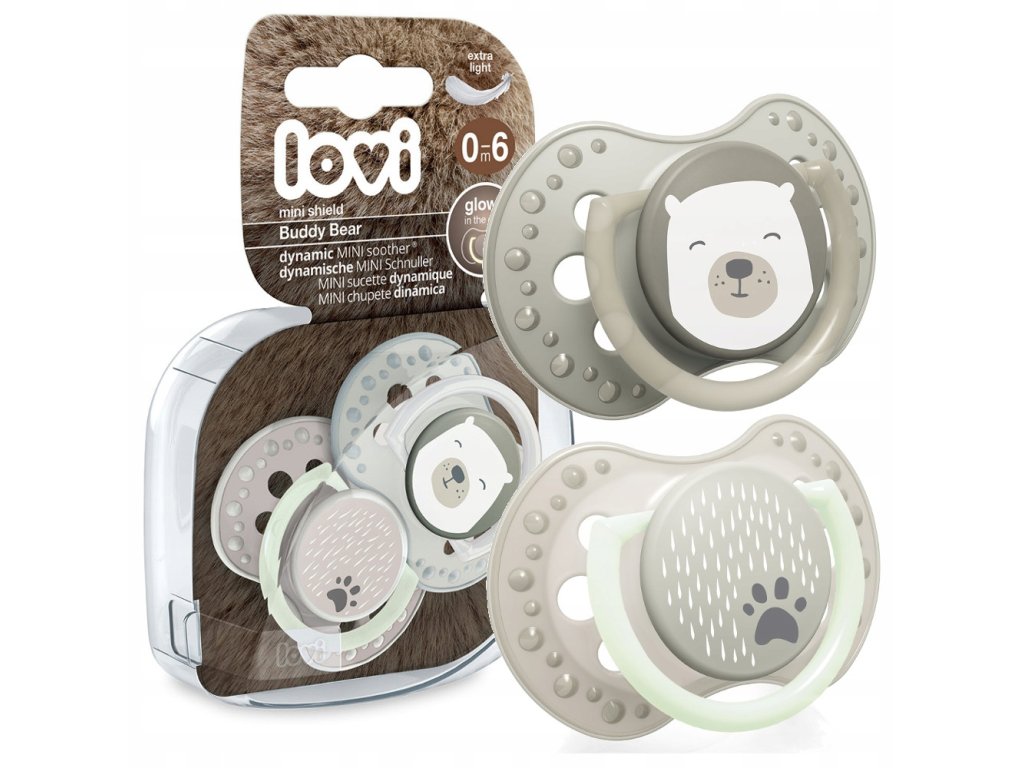 LOVI Cumlík silikónový dynamický BUDDY BEAR 0 6m (2ks)