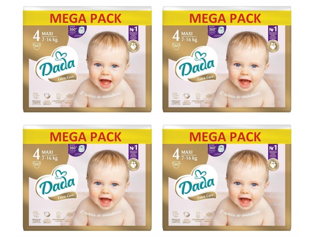 4x Dada MEGA PACK extra care veľ.4, 7 16kg, 80ks 1