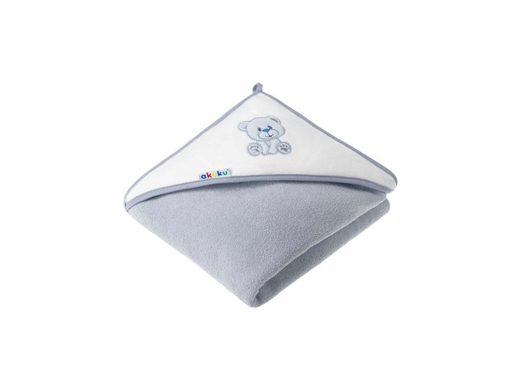Akuku Froté uterák s kapucňou 100x100cm sivý medvedík