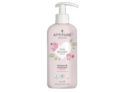 Detské telové mydlo a šampón (2 v 1) ATTITUDE Baby leaves bez vône 473 ml