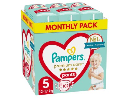 Pampers Premium care 5 Pants , 102ks, 12 17kg (mesačné balenie)