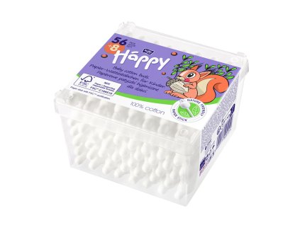 Bella Happy vatové tyčinky na papírové tyčce v plastovém obalu (56 + 8ks)