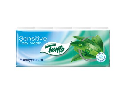 Tento Sensitive Eucalyptus 3-vrstvové papierové vreckovky, 10×10 ks