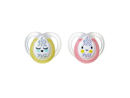 Tommee Tippee Cumlík na noc 0 6 mesiacov, silikónový (2ks) ružový