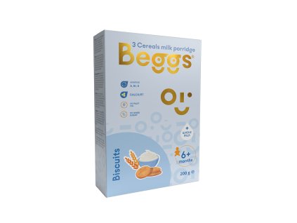 Beggs Mliečna kaša s tromi zrnami a sušienkami (200 g)
