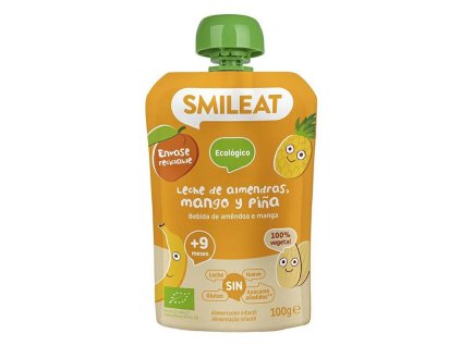 SMILEAT Organické mandľové mlieko, jablko, ananás, mango a banán 9m+ (100g)