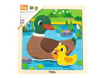 Viga Drevené puzzle 9 dielikov Kačičky