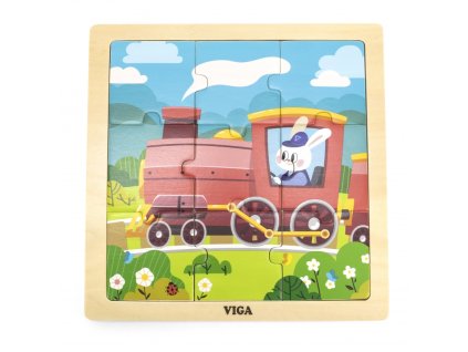 Viga Drevené puzzle 9 dielikov Vlak