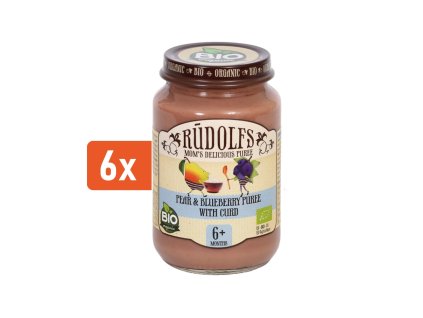 Rudolfs BIO Hruška, čučoriedky, tvaroh 6x190g