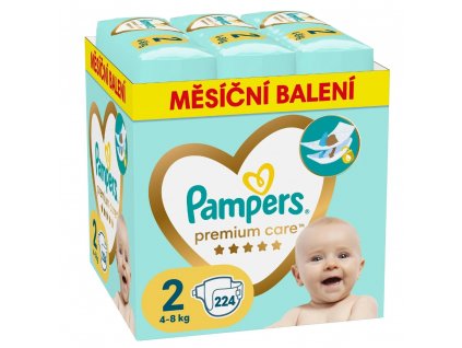 Pampers Premium care 2, 224ks, 4 8kg (mesačné balenie)